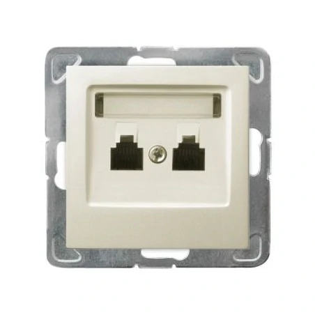 Gniazda-telefoniczne - podwójne równoległe telefoniczne gniazdo rj11 ecru gpt-2yr/m/27 impresja ospel 