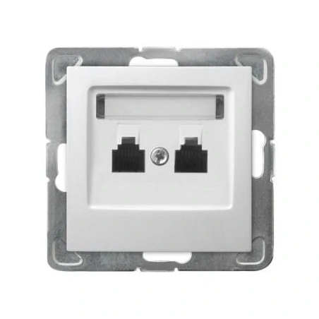 Gniazda-telefoniczne - białe podwójne równoległe gniazdo telefoniczne rj11 gpt-2yr/m/00 impresja ospel 