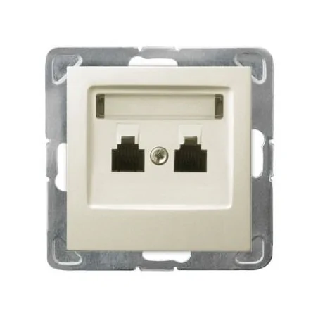 Gniazda-telefoniczne - podwójne gniazdo telefoniczne ecru rj11 gpt-2yn/m/27 impresja ospel 
