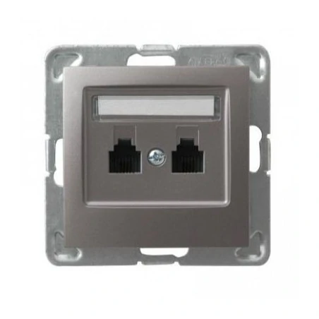 Gniazda-telefoniczne - tytanowe podwójne telefoniczne gniazdo rj11 gpt-2yn/m/23 impresja ospel 