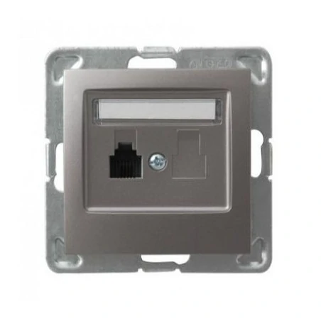 Gniazda-telefoniczne - tytanowe pojedyncze gniazdo telefoniczne rj11 gpt-1y/m/23 impresja ospel 