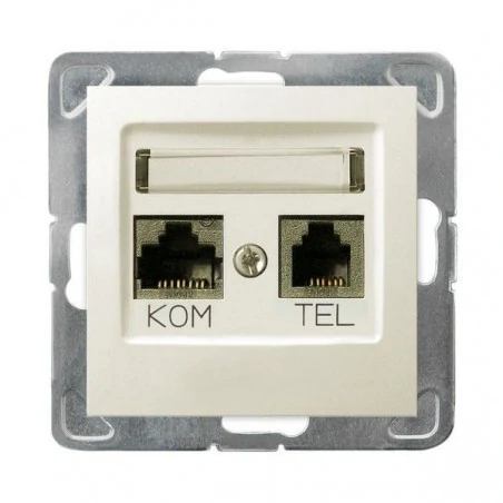 Gniazda-komputerowe - gniazdo komputerowo-telefoniczne rj45+rj11 ecru gpkt-y/k/m/27  impresja ospel 