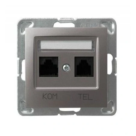 Gniazda-komputerowe - tytanowe gniazdo komputerowo-telefoniczne rj45+rj11 gpkt-y/k/m/23 impresja ospel 