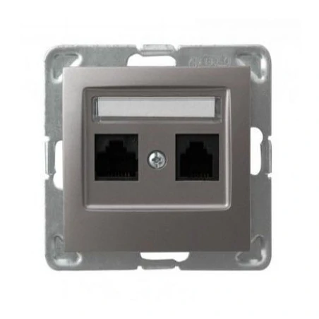 Gniazda-komputerowe - podwójne tytanowe gniazdo komputerowe kat. 6e gpk-2y/k6/m/23 impresja ospel 
