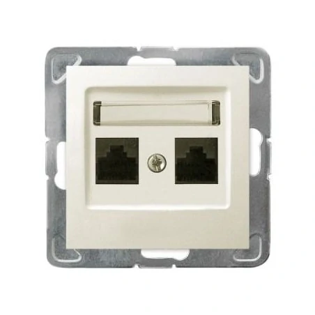 Gniazda-komputerowe - podwójne gniazdo sieciowe rj45 ecru 5e gpk-2y/k/m/27 impresja ospel 