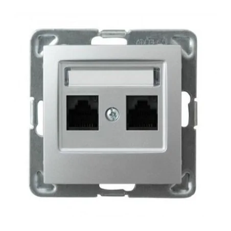Gniazda-komputerowe - srebrne gniazdo komputerowe podwójne rj45 gpk-2y/k/m/18 impresja ospel 