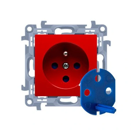 Gniazda-wlaczniki-i-akcesoria - gniazdo pojedyncze data z kluczem uprawniającym czerwone 16a cgd1.01/22 simon 10 kontakt-simon 