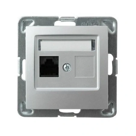 Gniazda-komputerowe - srebrne komputerowe gniazdo pojedyncze rj45 gpk-1y/k/m/18 impresja ospel 