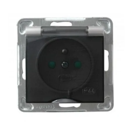 Gniazda-pojedyncze-podtynkowe - srebrne pojedyncze gniazdo z klapką ip44 z przesłonami gph-1yzp/m/18 impresja ospel 