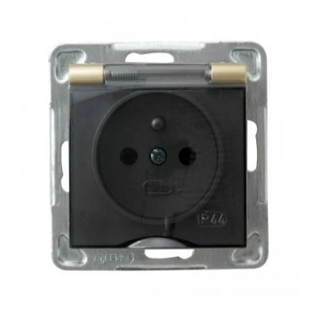 Gniazda-pojedyncze-podtynkowe - pojedyncze złote gniazdo podtynkowe bryzgoszczelne z uziemieniem ip44 gph-1yz/m/28 impresja ospel 