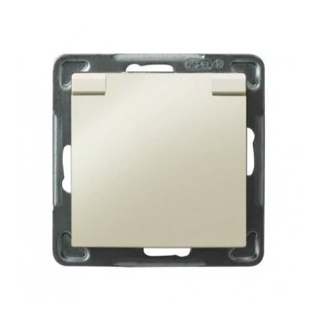 Gniazda-pojedyncze-podtynkowe - gniazdo elektryczne podtynkowe ecru bryzgoszczelne z uziemieniem  gph-1yz/m/27/w impresja ospel 