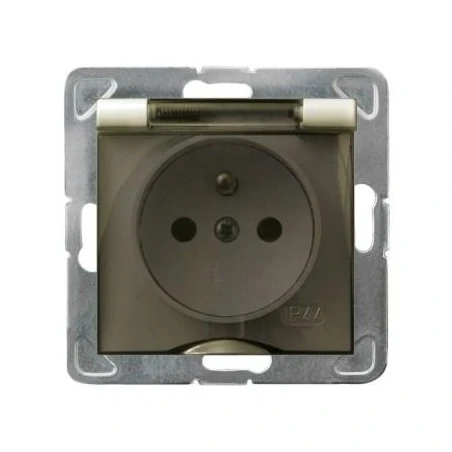 Gniazda-pojedyncze-podtynkowe - gniazdo podtynkowe ecru bryzgoszczelne z uziemieniem gph-1yz/m/27/d impresja ospel 