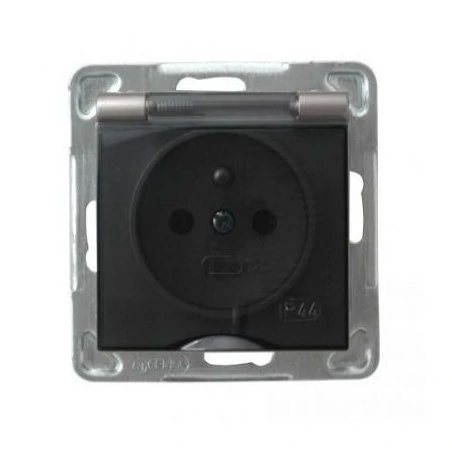 Gniazda-pojedyncze-podtynkowe - tytanowe gniazdo bryzgoszczelne z uziemieniem gph-1yz/m/23/d impresja ospel 