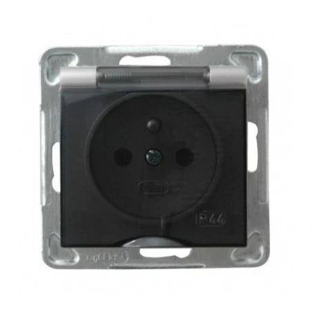 Gniazda-pojedyncze-podtynkowe - srebrne gniazdo elektryczne do łazienki z uziemieniem ip44 gph-1yz/m/18/d impresja ospel 