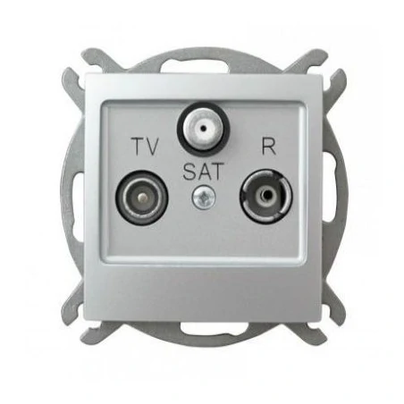 Gniazda-antenowe - srebrne gniazdo przelotowe antenowe r-tv-sat 1,2db gpa-ysp/m/18 impresja ospel 