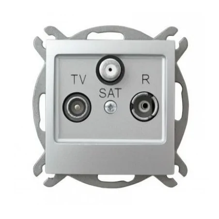 Gniazda-antenowe - srebrne gniazdo antenowe końcowe r-tv-sat 1,5-2db gpa-ys/m/18 impresja ospel 