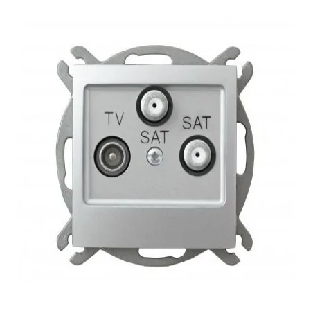 Gniazda-antenowe - srebrne gniazdo antenowe rtv z dwoma wyjściami sat 1,5-db gpa-y2s/m/18 impresja ospel 