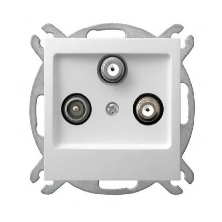 Gniazda-antenowe - białe gniazdo antenowe rtv z dwoma wyjściami sat 1,5 db gpa-y2s/m/00 impresja ospel 