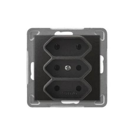 Gniazda-potrojne-podtynkowe - potrójne antracytowe gniazdo elektryczne podtynkowe bez uziemienia gp-3y/m/50 impresja ospel 