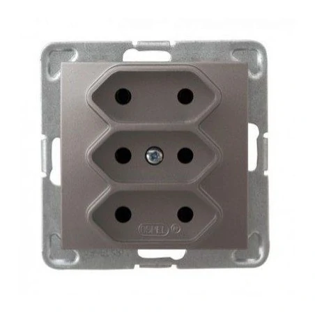 Gniazda-potrojne-podtynkowe - potrójne tytanowe gniazdo elektryczne podtynkowe bez uziemienia gp-3y/m/23 impresja ospel 