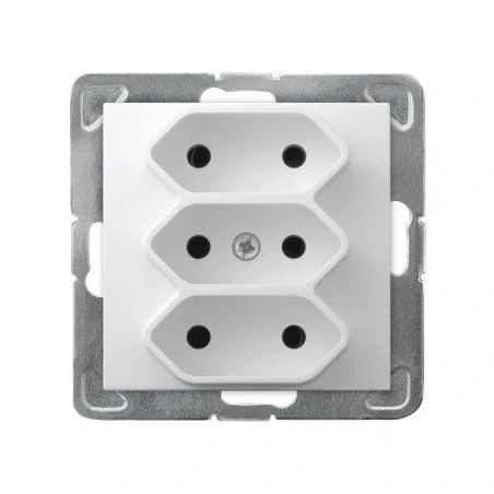 Gniazda-potrojne-podtynkowe - potrójne białe gniazdo elektryczne bez uziemienia gp-3y/m/00 impresja ospel 