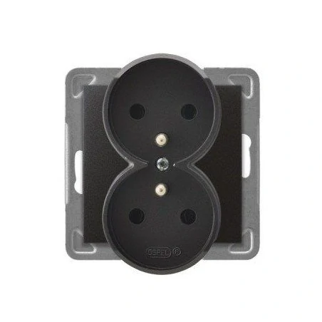 Gniazda-podwojne-podtynkowe - podwójne antracytowe gniazdo elektryczne podtynkowe z uziemieniem gp-2yrz/m/50 impresja ospel 