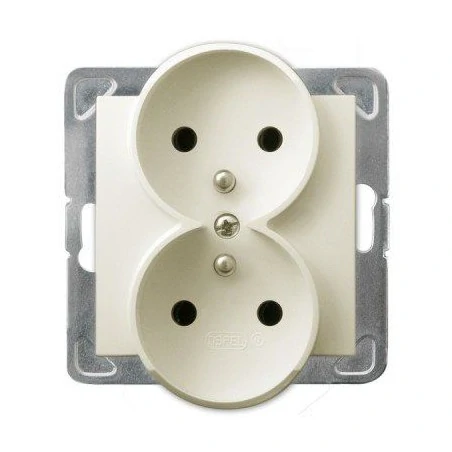 Gniazda-podwojne-podtynkowe - podwójne gniazdo elektryczne ecru podtynkowe gp-2yrz/m/27 impresja ospel 
