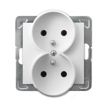 Gniazda-podwojne-podtynkowe - podwójne białe gniazdo elektryczne podtynkowe z uziemieniem gp-2yrz/m/00 impresja ospel 