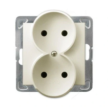 Gniazda-podwojne-podtynkowe - podwójne gniazdo elektryczne ecru podtynkowe bez uziemienia gp-2yr/m/27 impresja ospel 
