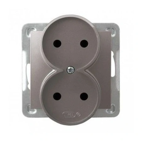 Gniazda-podwojne-podtynkowe - podwójne tytanowe gniazdo elektryczne podtynkowe bez uziemienia gp-2yr/m/23 impresja ospel 