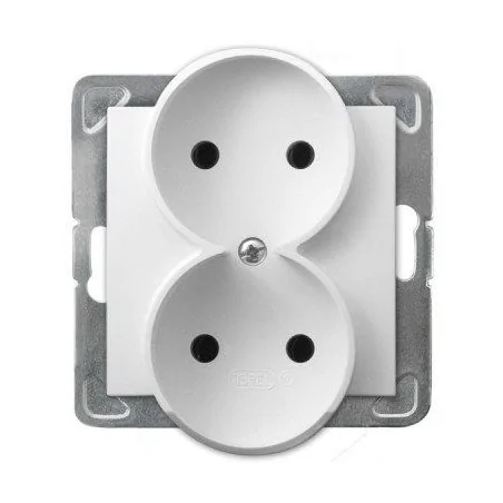 Gniazda-podwojne-podtynkowe - podwójne białe gniazdo elektryczne podtynkowe bez uziemienia gp-2yr/m/00 impresja ospel 