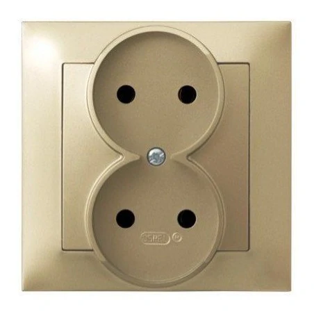 Gniazda-podwojne-podtynkowe - podwójne złote gniazdo elektryczne podtynkowe bez uziemienia gp-2y/28 impresja ospel 