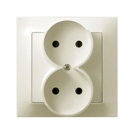 Gniazda-podwojne-podtynkowe - podwójne gniazdo elektryczne podtynkowe bez uziemienia ecru gp-2y/27 impresja ospel 