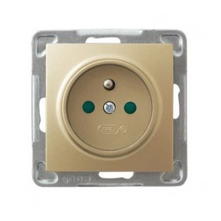 Gniazda-pojedyncze-podtynkowe - pojedyncze złote gniazdo elektryczne  z uziemieniem z przesłonami gp-1yzp/m/28 impresja ospel 