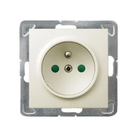 Gniazda-pojedyncze-podtynkowe - pojedyncze gniazdo z uziemieniem podtynkowe z przesłonami ecru gp-1yzp/m/27 impresja ospel 