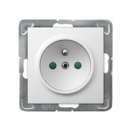 Gniazda-pojedyncze-podtynkowe - białe gniazdo elektryczne pojedyncze podtynkowe z uziemieniem z przesłonami torów gp-1yzp/m/00 impresja ospel 