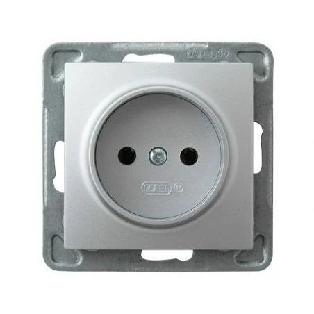 Gniazda-pojedyncze-podtynkowe - srebrne gniazdo pojedyncze bez uziemienia gp-1y/m/18 impresja ospel 