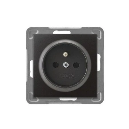 Gniazda-pojedyncze-podtynkowe - pojedyncze gniazdo elektryczne z uziemieniem antracyt gp-1yz/m/50 impresja ospel 