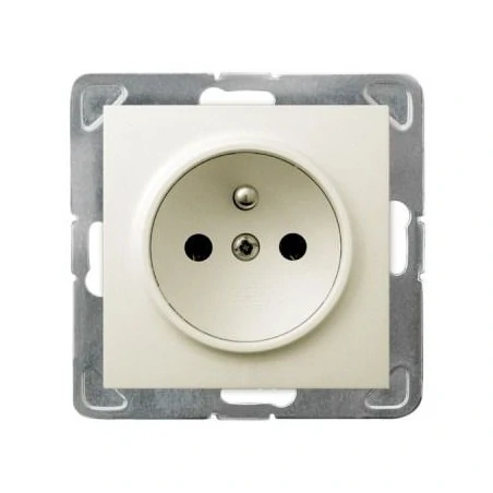 Gniazda-pojedyncze-podtynkowe - pojedyncze gniazdo elektryczne podtynkowe z uziemieniem ecru gp-1yz/m/27 impresja ospel 
