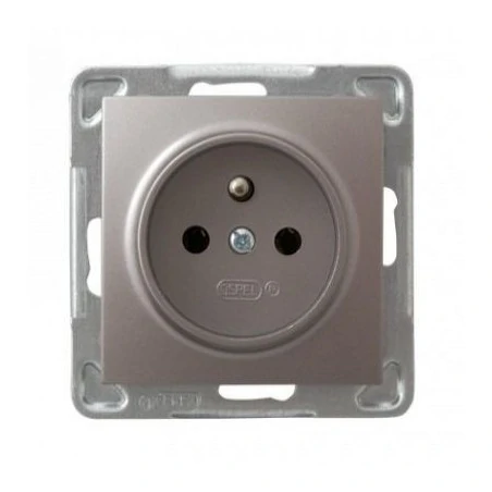 Gniazda-pojedyncze-podtynkowe - pojedyncze tytanowe gniazdo elektryczne z uziemieniem gp-1yz/m/23 impresja ospel 