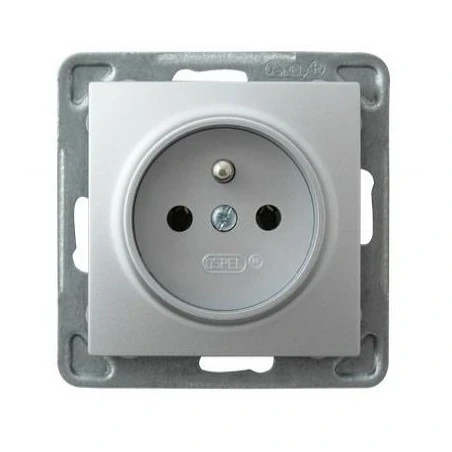 Gniazda-pojedyncze-podtynkowe - srebrne gniazdo elektryczne pojedyncze z uziemieniem gp-1yz/m/18 impresja ospel 