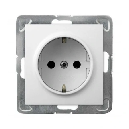 Gniazda-pojedyncze-podtynkowe - białe gniazdo elektryczne pojedyncze z uziemieniem schuko gp-1ys/m/00 impresja ospel 