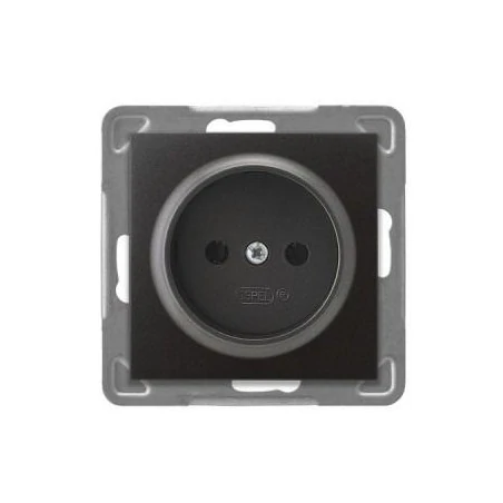 Gniazda-pojedyncze-podtynkowe - pojedyncze gniazdo elektryczne podtynkowe bez uziemienia antracyt gp-1y/m/50 impresja ospel 