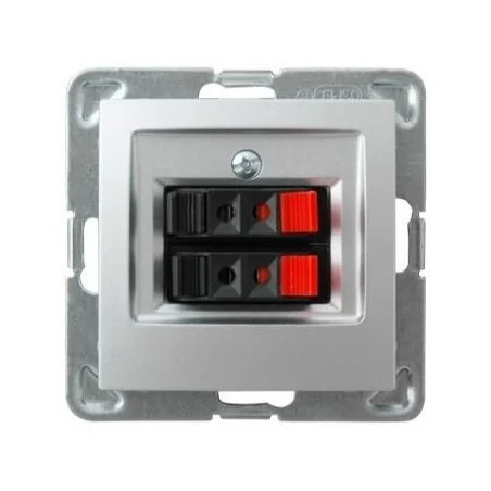 Gniazda-glosnikowe - podwójne srebrne gniazdo głośnikowe gg-2y/m/18 impresja ospel 