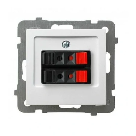 Gniazda-glosnikowe - białe gniazdo głośnikowe podwójne gg-2g/m/00 as ospel 