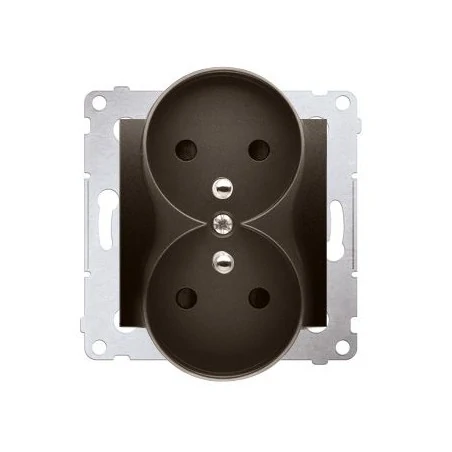 Gniazda-podwojne-podtynkowe - brązowe gniazdo podwójne z uziemieniem do ramek nature dgz2mzn.01/46 simon 54 nature kontakt-simon 