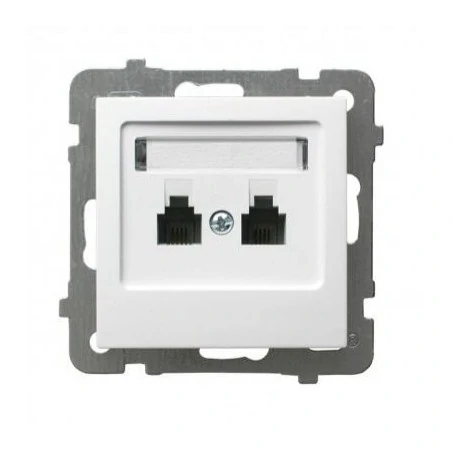 Gniazda-telefoniczne - białe gniazdo telefoniczne podwójne niezależne rj11 gpt-2gn/m/00 as ospel 