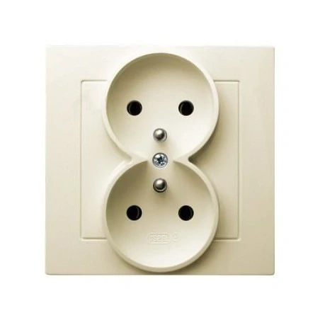 Gniazda-podwojne-podtynkowe - gniazdo podwójne z uziemieniem ecru gp-2gz/27 as ospel 