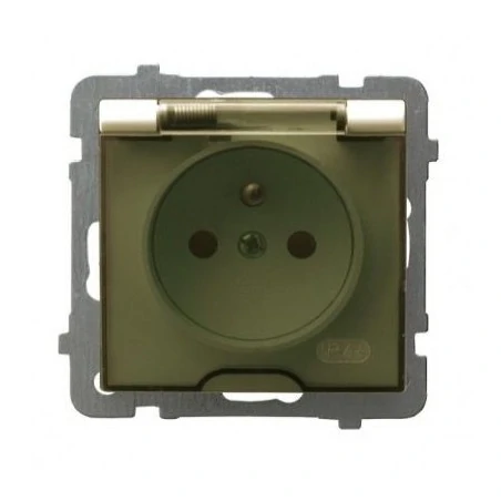 Gniazda-pojedyncze-podtynkowe - gniazdo bryzgoszczelne z uziemieniem ip-44 wieczko przezroczyste ecru gph-1gz/m/27/d as ospel 