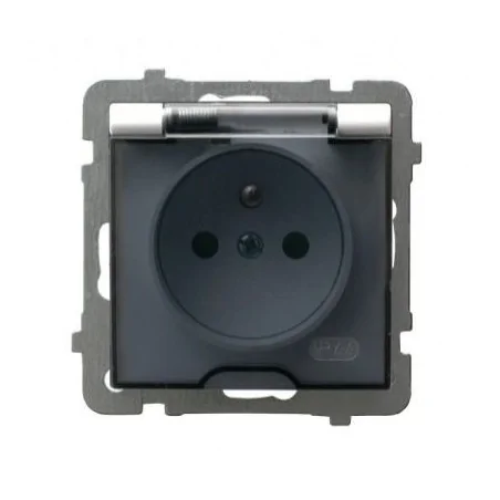 Gniazda-pojedyncze-podtynkowe - białe gniazdo bryzgoszczelne z uziemieniem ip-44 wieczko przezroczyste gph-1gz/m/00/d as ospel 